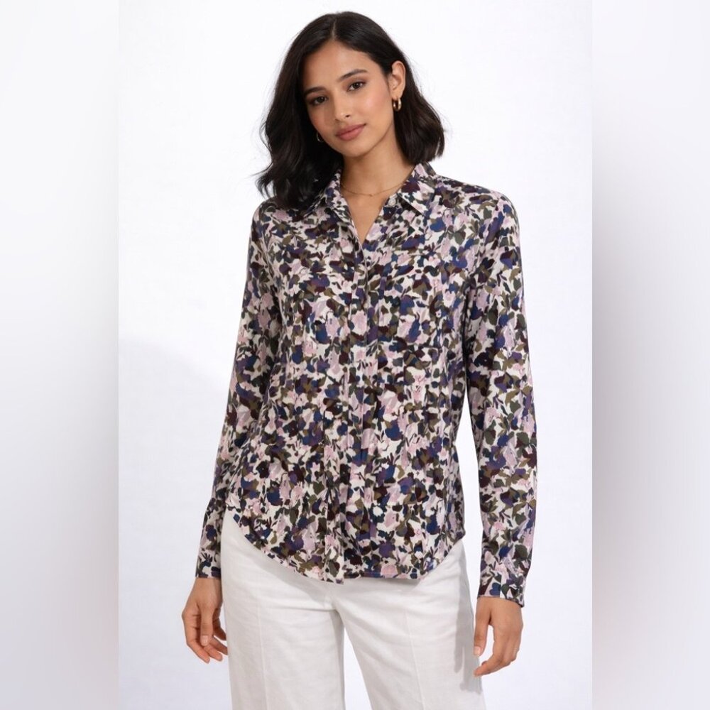 Contemporaine Floral Button Down Shirt Liberty Fabric Cotton Size G/L Blouse